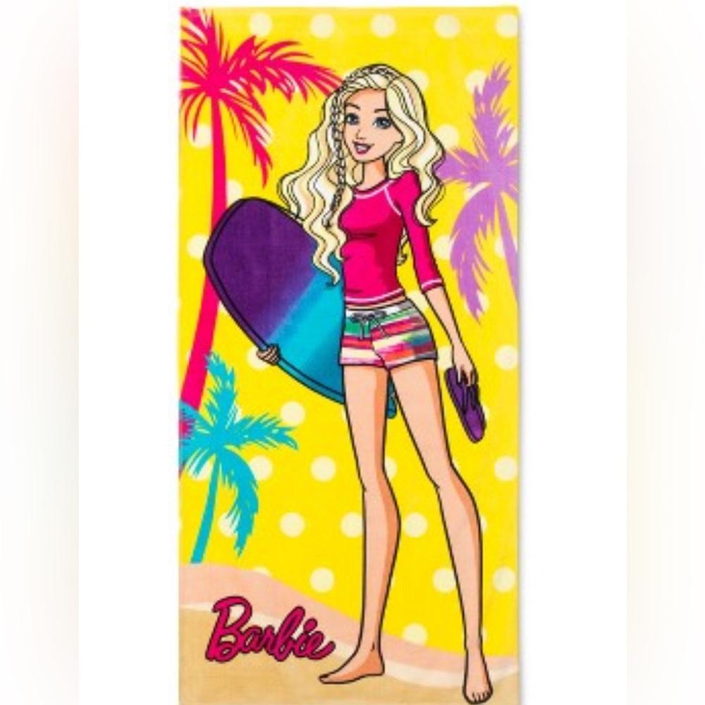 Classic Barbie Beach Towel Pink/Yellow By Mattel 2017
